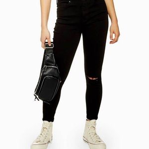 Black Topshop Joni Jeans with Ripped Knees